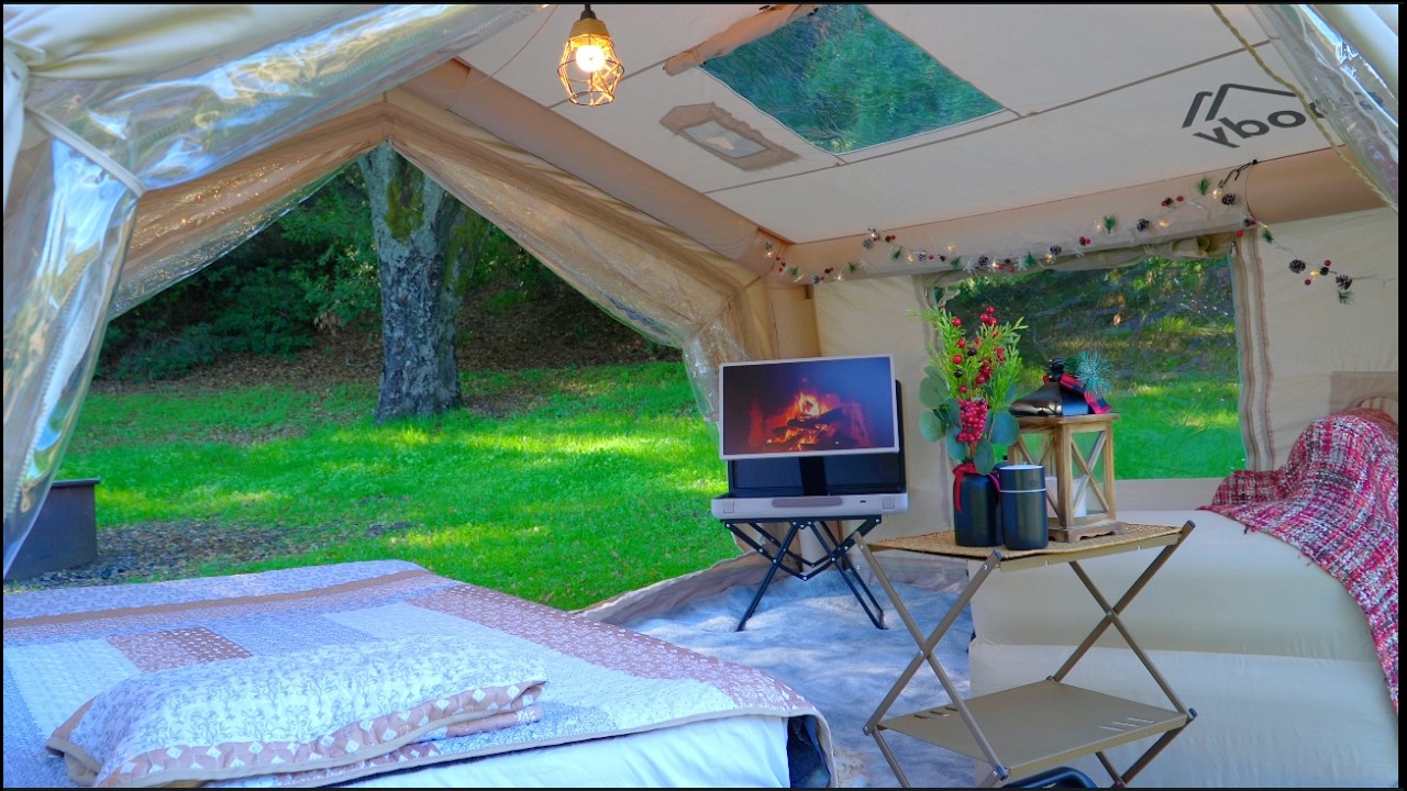MOST COMFORTABLE WINTER GLAMPING WITH OUR SHIBAS/WARM COODY 10 AIR TENT