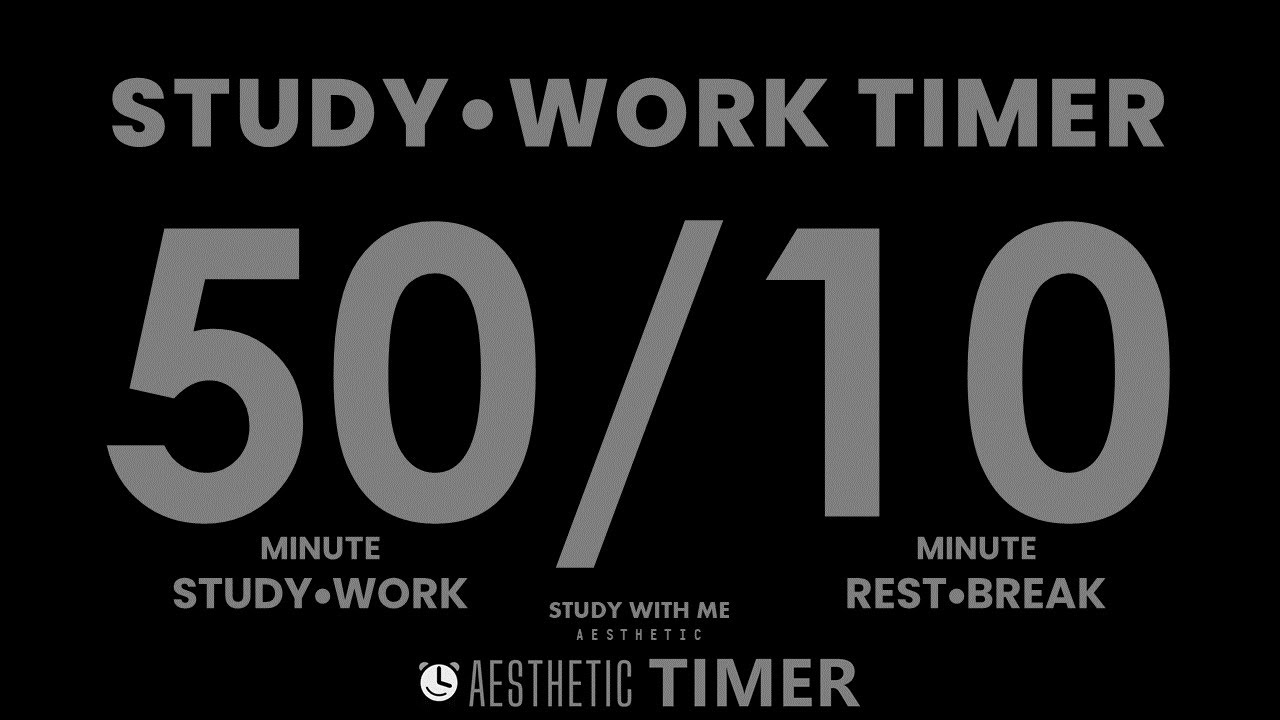 DARK Mode, 50 Minute Study Timer, 50/10 Timer, Gentle Alarm No Music | AESTHETIC TIMER