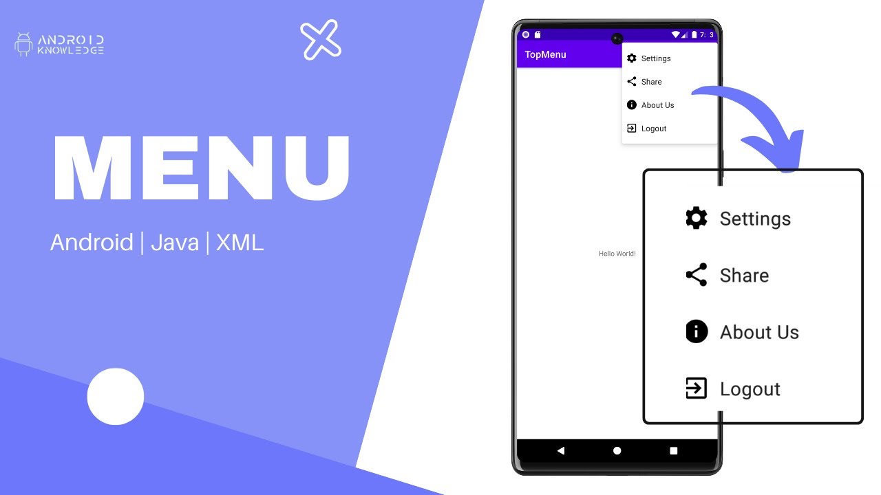 How to Create Menu in Android Studio using Java | Android Knowledge