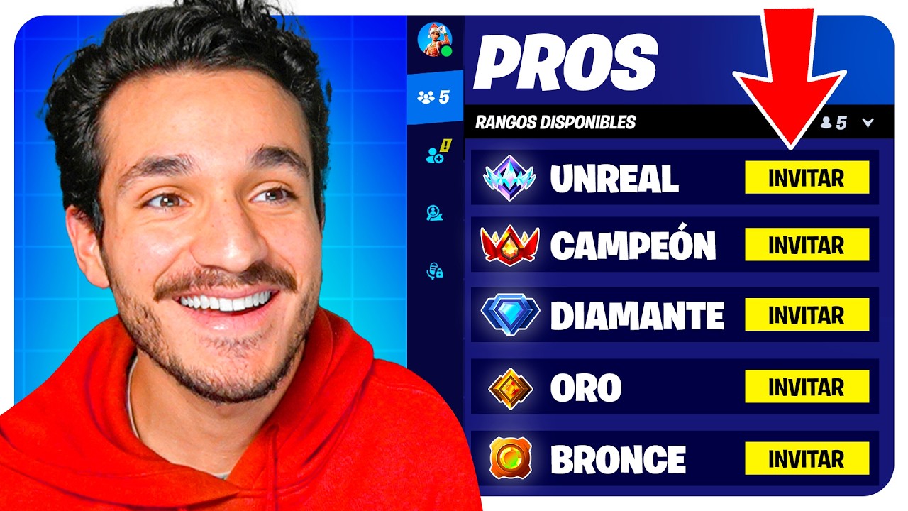 Contrat&eacute; a Un PRO de CADA RANGO en Fortnite!