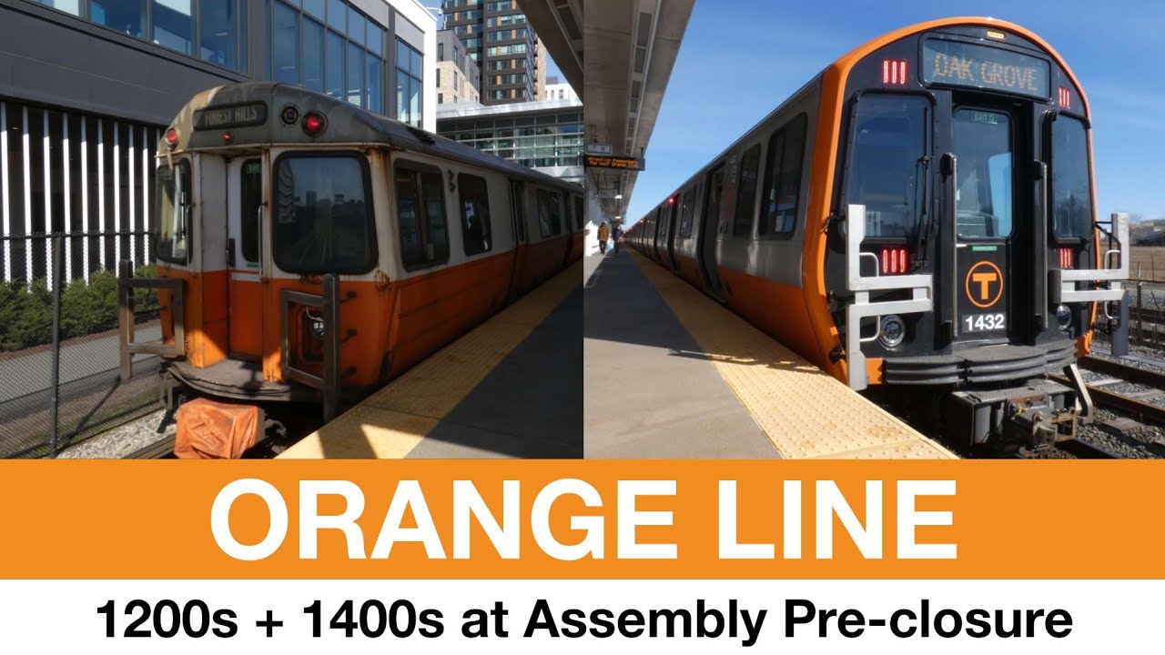MBTA 'the T' - Orange Line trains at Assembly [with Hawker-Siddeley 1200s + CRRC 1400s] - March 2022