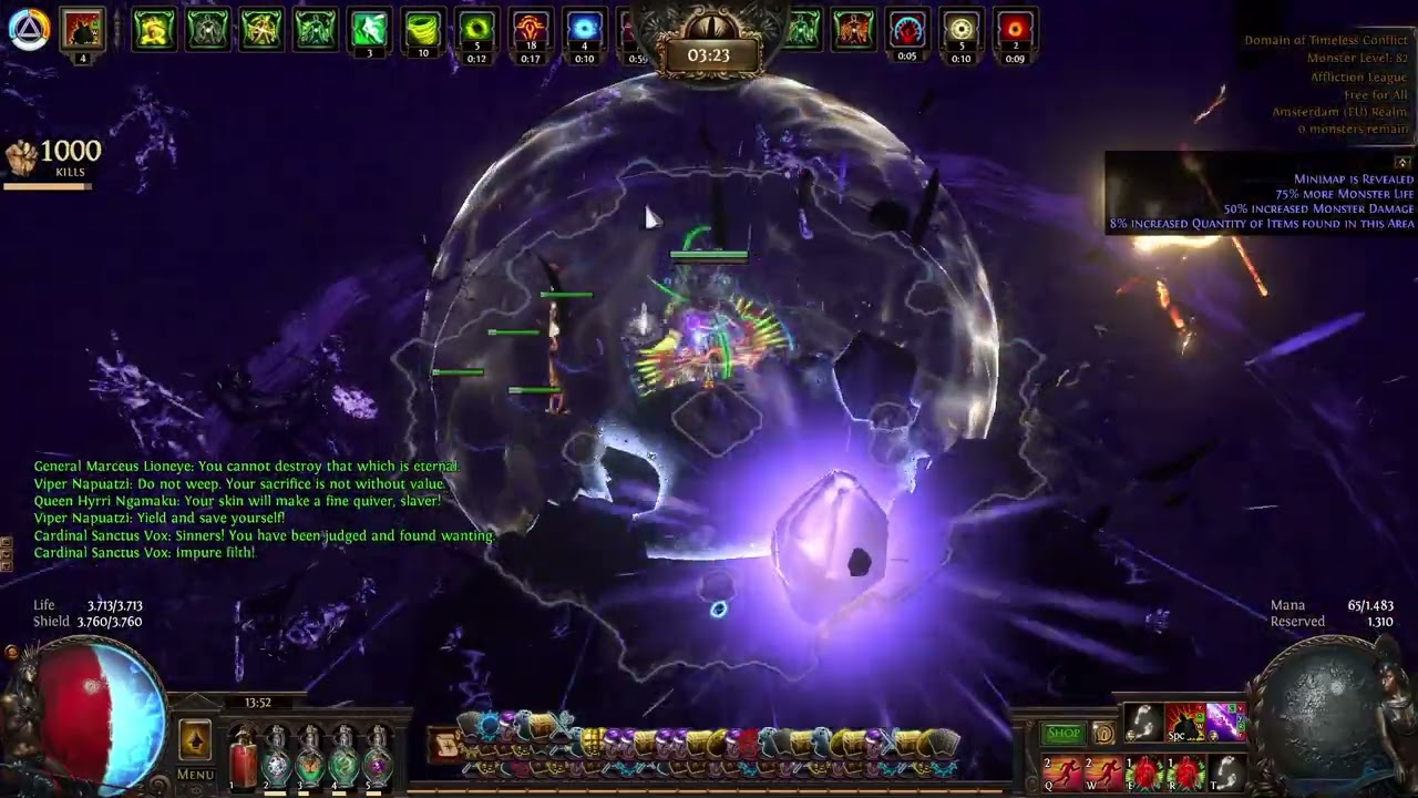 PoE Affliction League Level 100 (Lightning Arrow Deadeye Abyss Stacker)