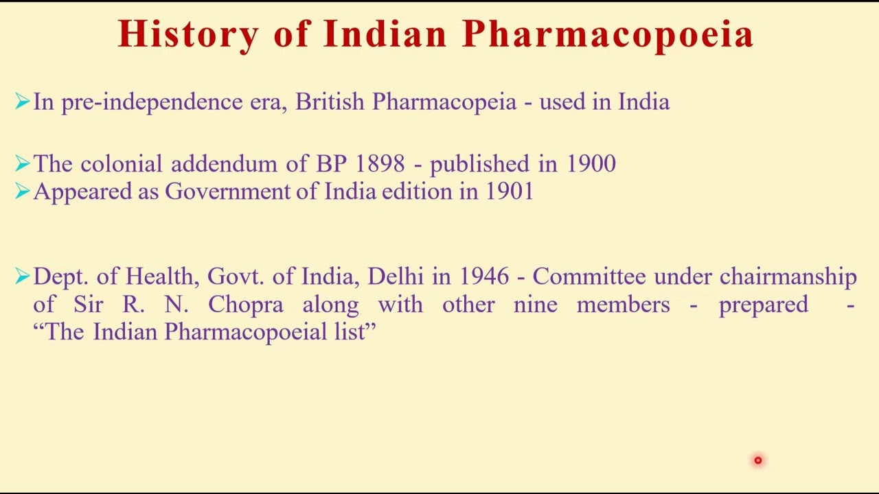History of Indian Pharmacopoeia