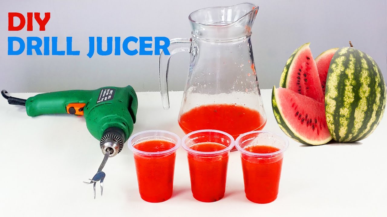 DIY Instant Juicer Using Electric Drill and Fork - 2 Minutes Watermelon Juice - Watermelon Life Hack
