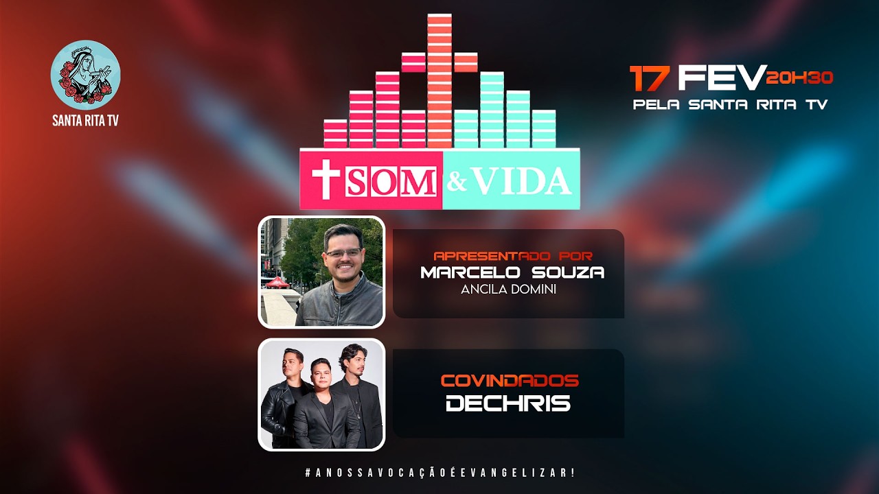 Programa Som e Vida, com Marcelo Souza, recebendo trio DeChris, dia 17/02, às 20h30.