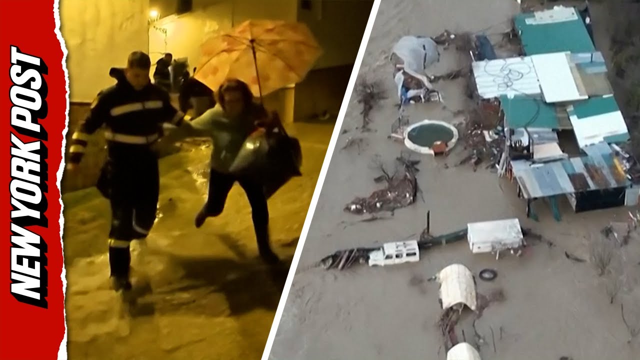 Drone Footage Captures Massive Flooding in Spain Caused by Storm Leonardo