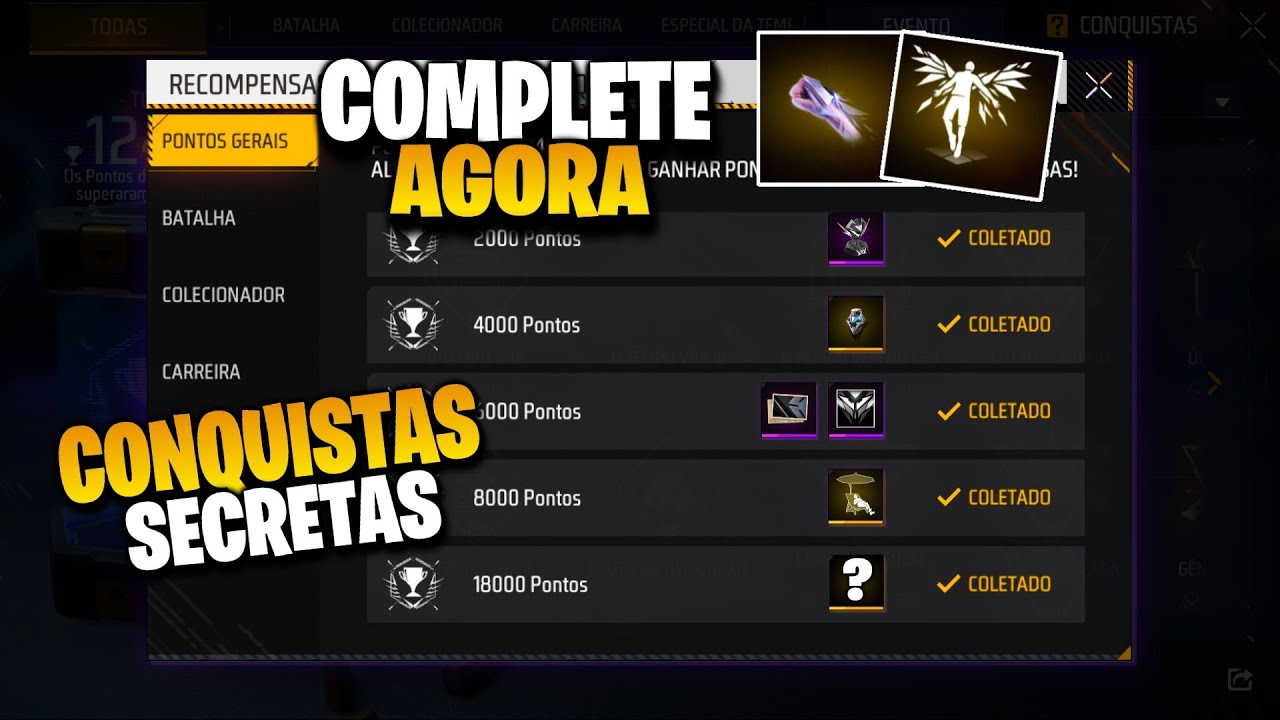 CORRE!! COMPLETEI AS NOVAS CONQUISTAS SECRETAS DO FREE FIRE, COMO FUNCIONA? NOVIDADES FREE FIRE