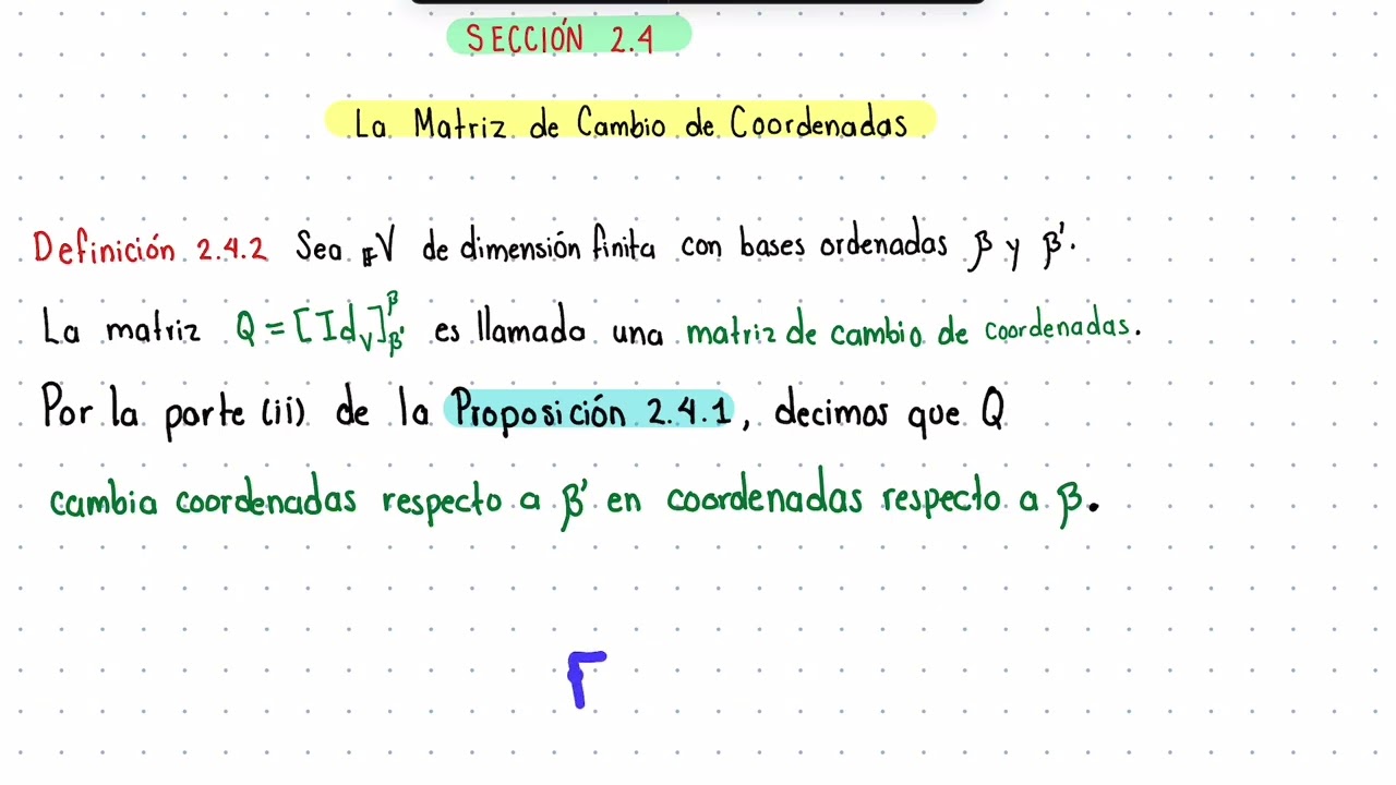 Matriz de Cambio de Coordenadas | Algebra Lineal