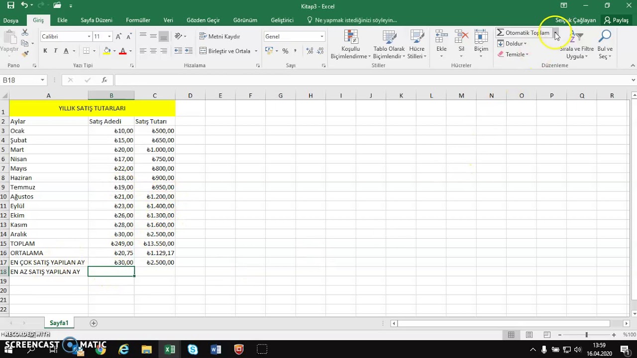 Excel Dersleri Başlangıç 1