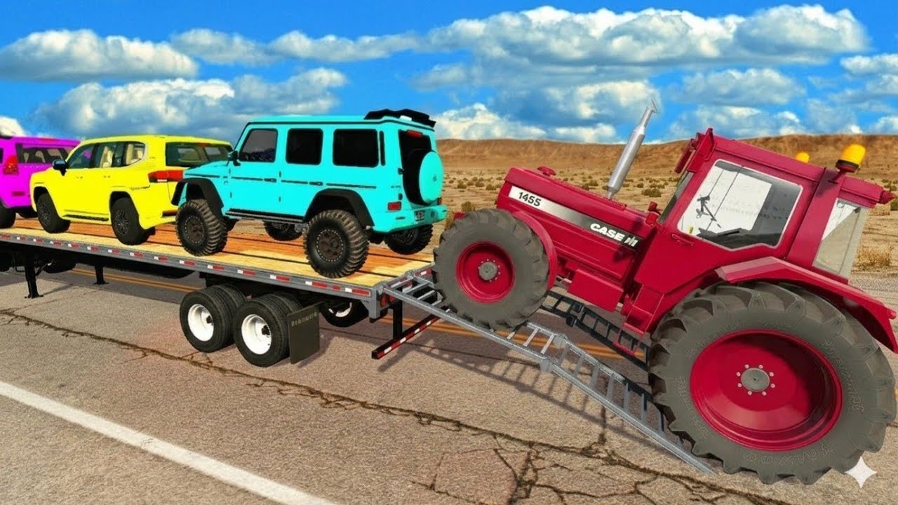 Flatbed Truck Mcqueen | Transportation with Truck - Pothole vs Car #10 - BeamNG.Drive