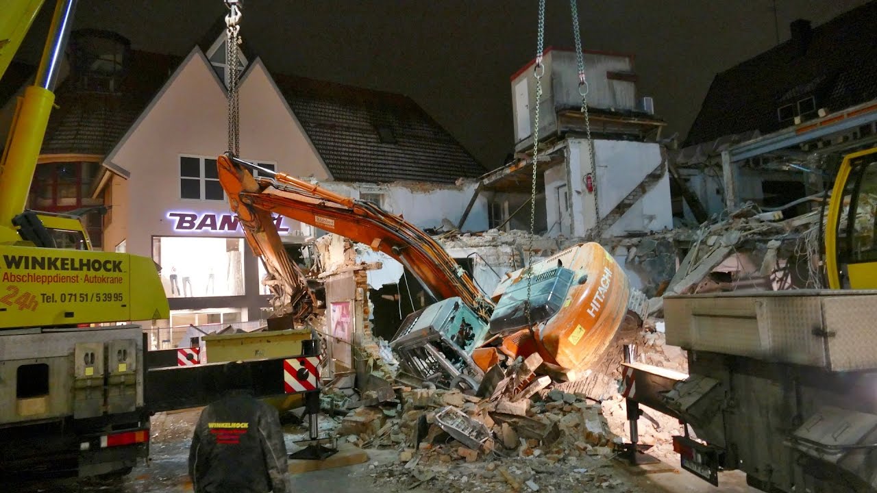 Unfall Bagger Schorndorf  Bergung 24.01.2017
