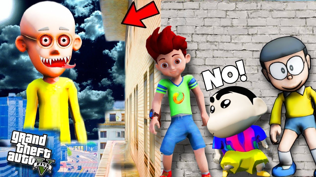 GTA5: Evil Patlu Kidnapped Shinchan,Franklin,Kicko,motu Play Ramp Challenge With Oggy & Jack