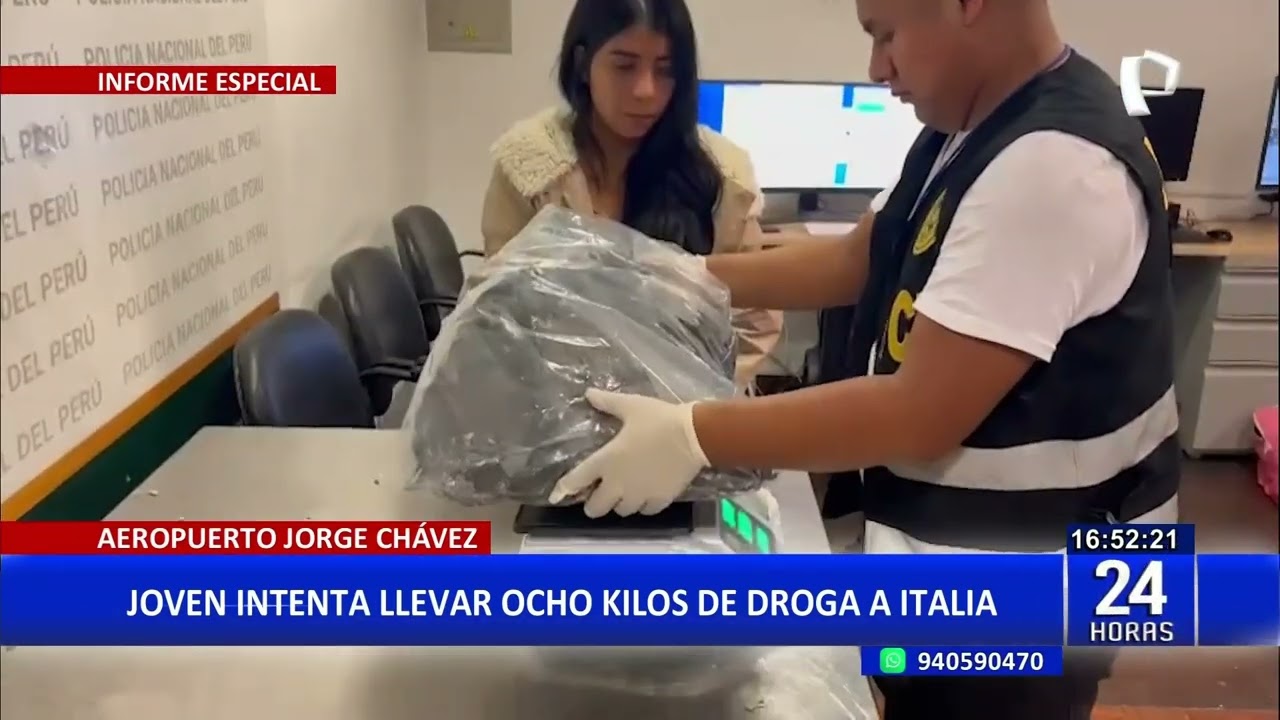 Capturan a joven con 8 kilos de droga que intentaba llevar hacia Italia