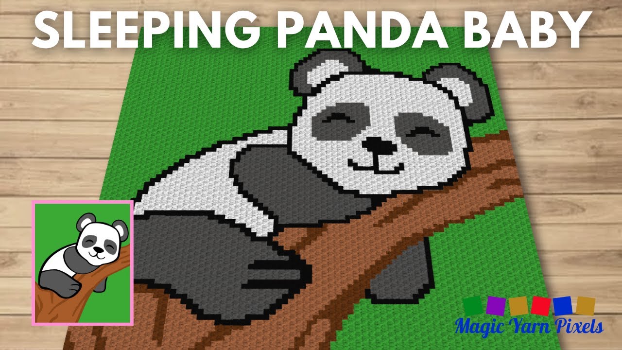 FREE GRAPH Sleeping Panda Baby C2C & Tapestry Crochet Pattern | Magic Yarn Pixels