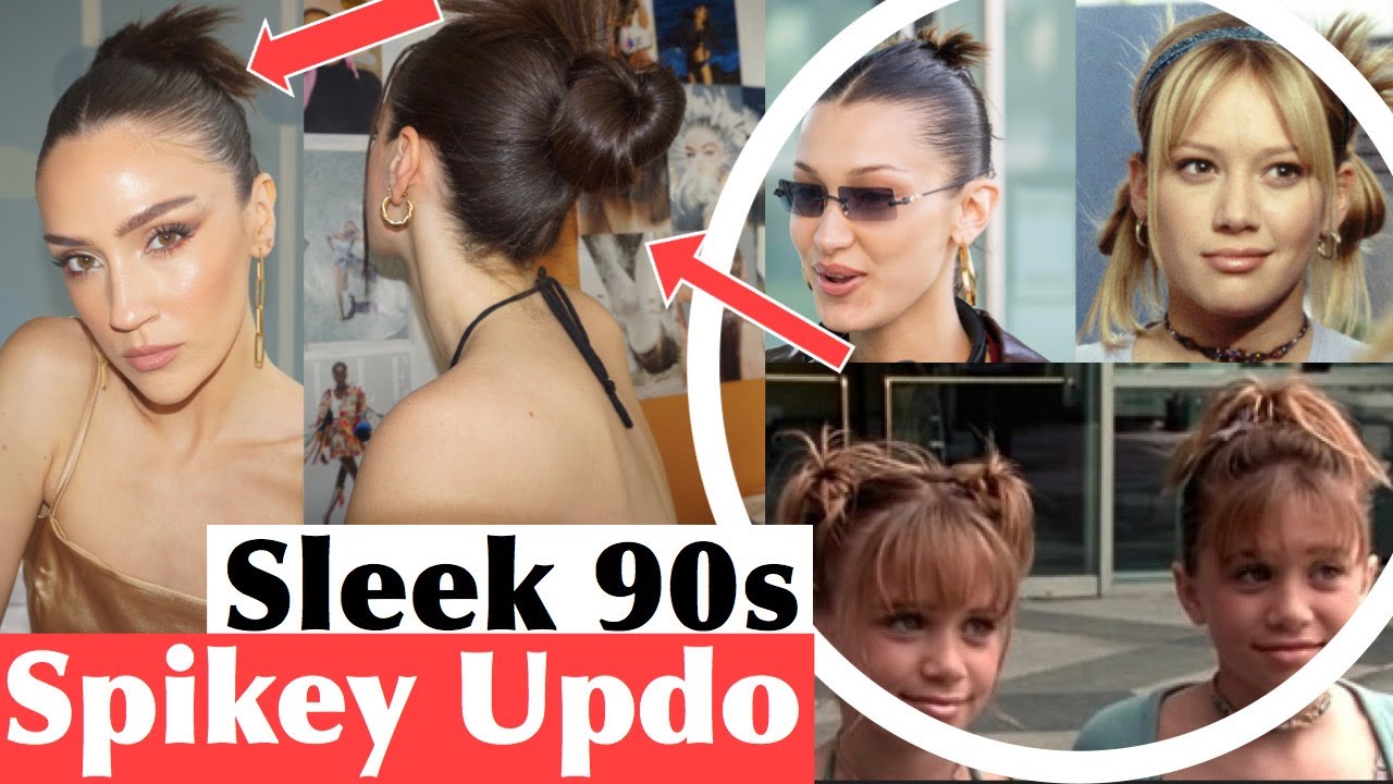 Sleek 90s Spikey Hair Bun // A LA Lizzie, Bella Hadid and Olsen twins