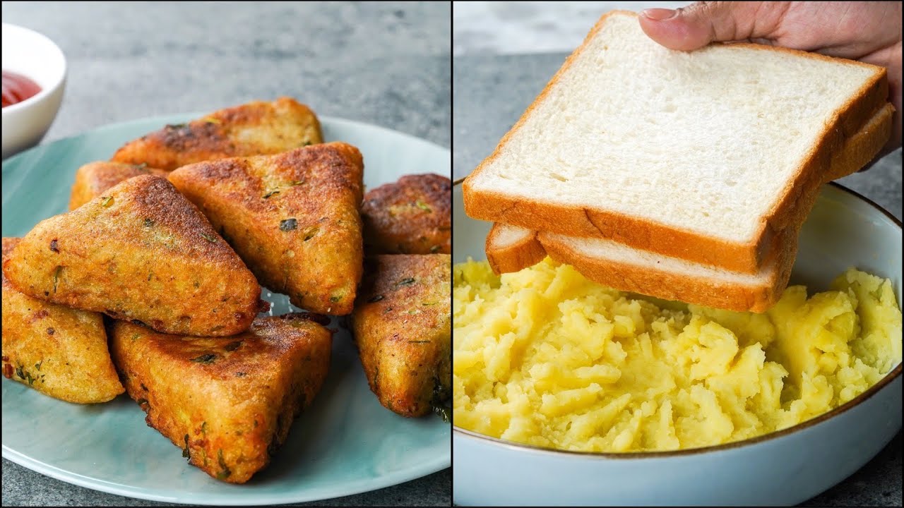 Potato Bread Triangle | Aloo Bread Nashta Recipe | Instant Potato Bread Snacks | Bread Aloo Triangle