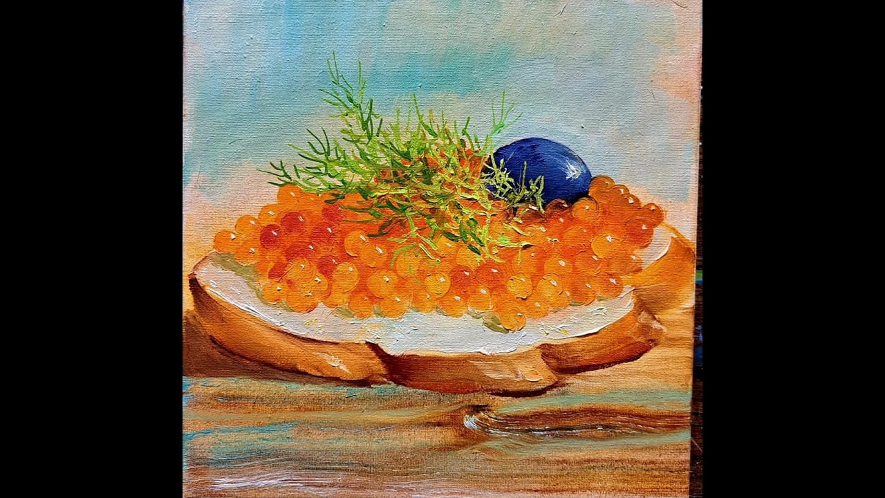 Red caviar oil painting Красная икра