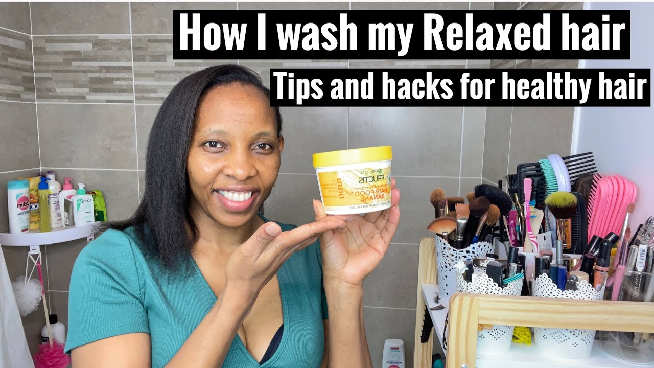 How I wash and condition my Relaxed hair /healthy hair tips and hacks #healthyhair#fructis #hairfood