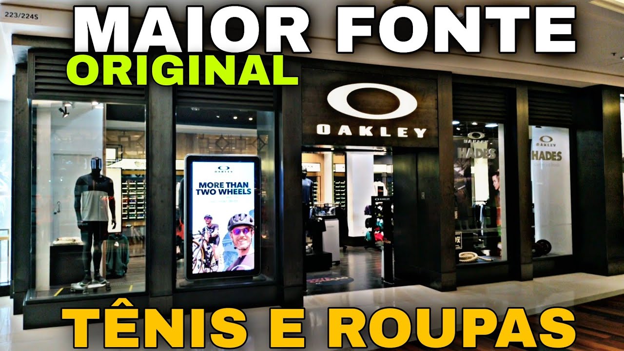 Loja da Oakley em SP - fonte oakley mostrei toda loja, tênis, óculos, roupa, boné