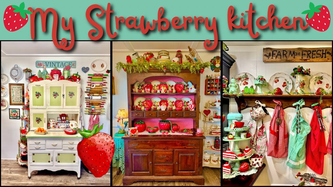 My Vintage Strawberry kitchen  #vintagedecor  #thrifted  #strawberry
