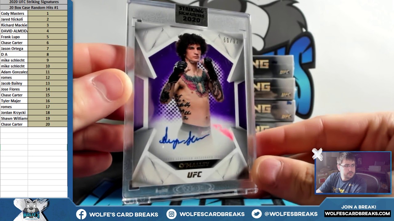 2020 Topps UFC Striking Signatures 20 Box Case Random Hits Break #1