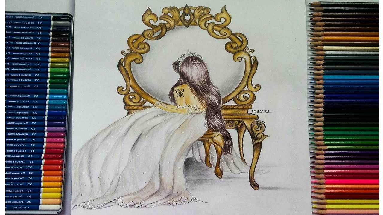 DRAWING A Bride looking at the mirror | Art #8