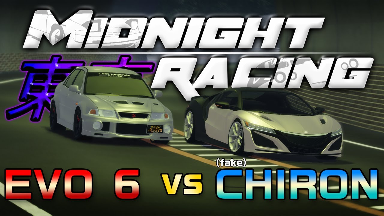 EVO 6 VS (fake) BUGATTI CHIRON - Goliath's Marathon | Midnight Racing: Tokyo