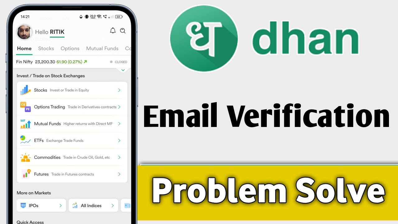 Dhan App Email Verification Problem Solve 100%