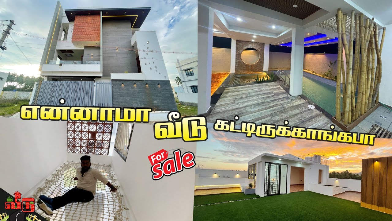 😍வித்தியாசமான வீடு | Smart Villa Revealed By Expert| Swimming Pool, Roof Top Bath &Garden| Veedu 560