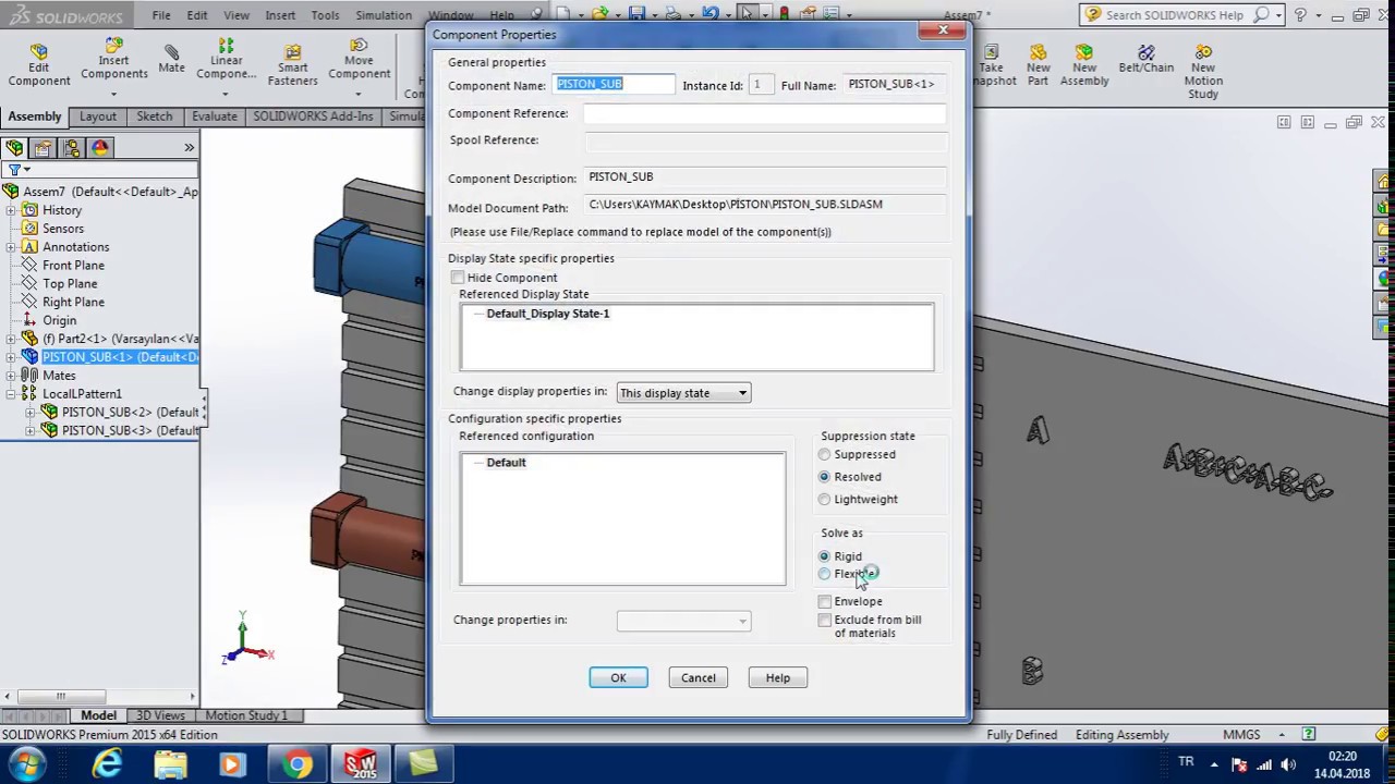 SOLIDWORKS ALT MONTAJLARLA ÇALIŞMA