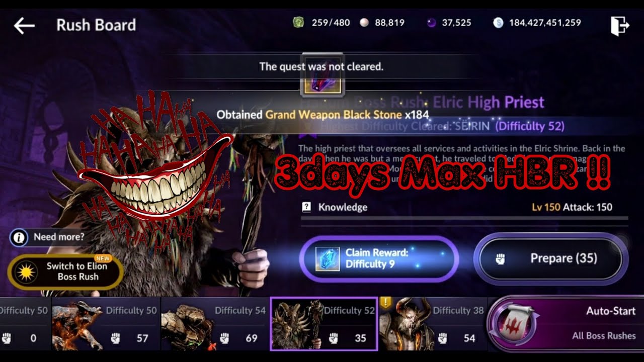 Black Desert Mobile : Max All hadum Boss Rush and claim all max difficult by SEIRIN !!