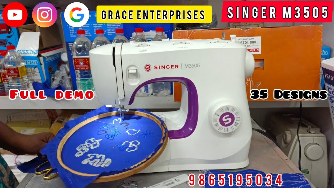 Singer M3505 /Latest/Full demo/Sewing machine shop/Grace enterprises/9865195034