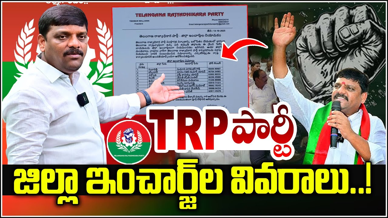 TRP పార్టీ జిల్లా ఇంచార్జ్ ల వివరాలు..! TRP Party District In-Charge Details Revealed!  Insider Info