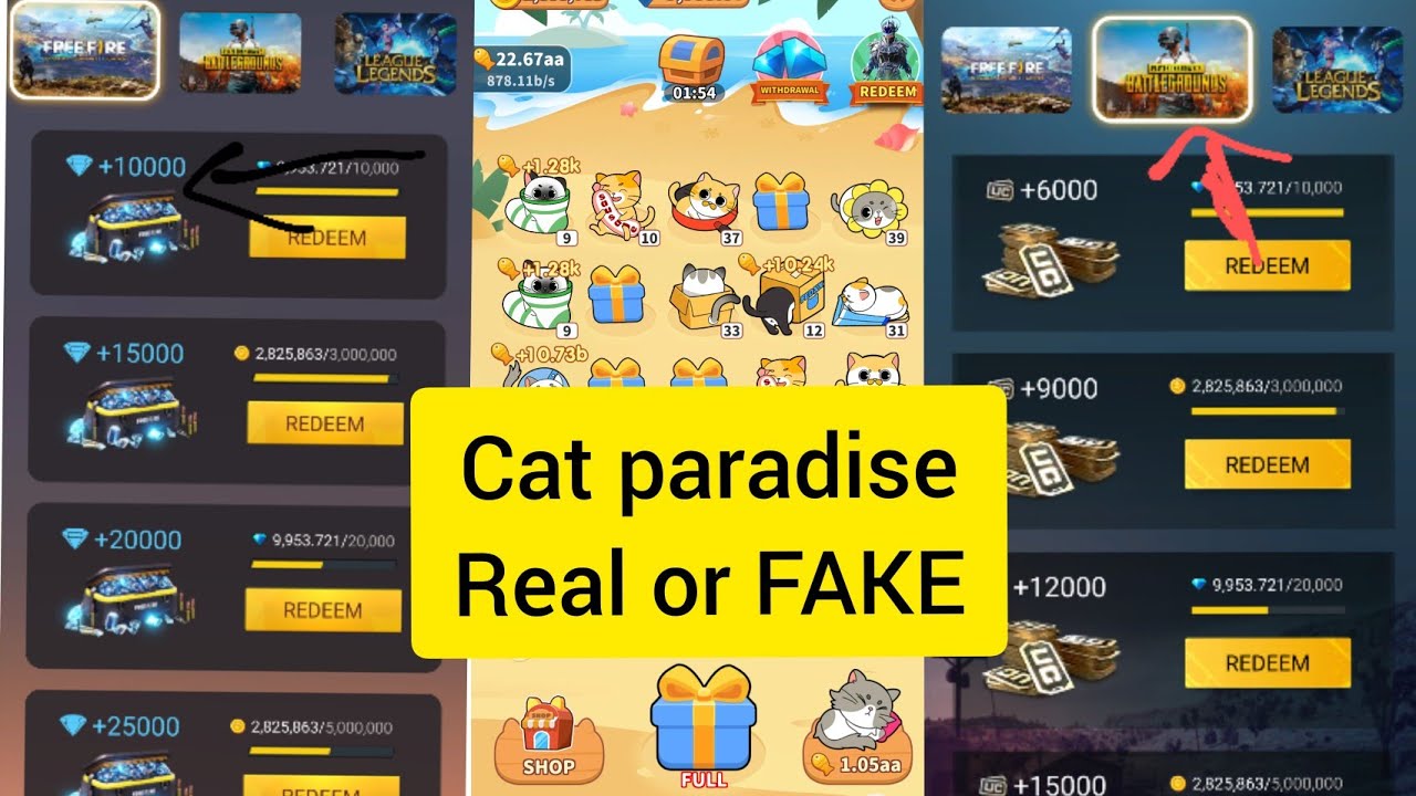 cat paradise pubg uc /cat paradise free fire diamond real or fake  in (Hindi/Urdu)
