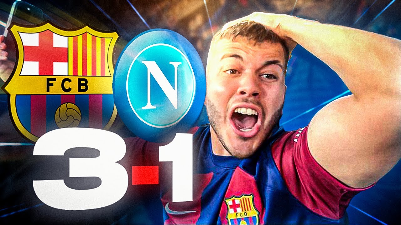 Hincha CULE reacciona al BARCA 3-1 NAPOLI **LOCURA EN EL ESTADIO**