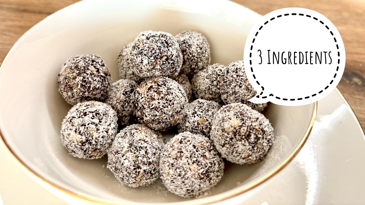 3-Ingredient Healthy Energy Balls | Easy No-Bake Snack (Coconut-coated)