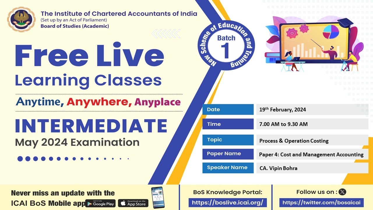 Intermediate Paper 4:CMA | Topic: Process & Operation Costing | Session 1 | 19 Feb, 2024