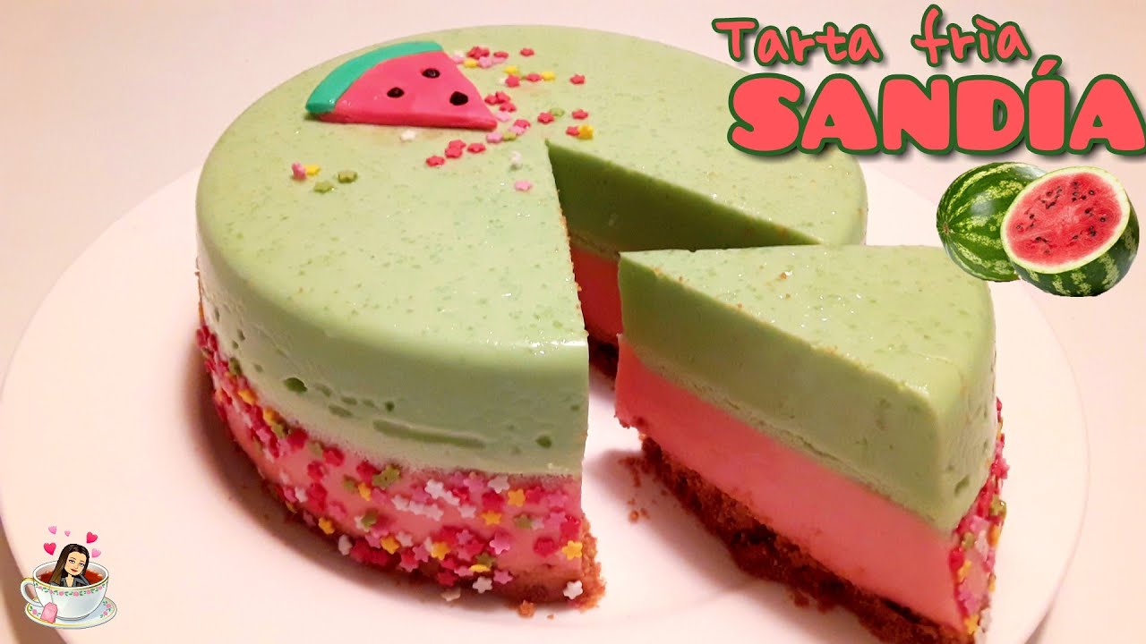 Tarta FRIA de SANDÍA SIN HORNO muy FACIL🍉