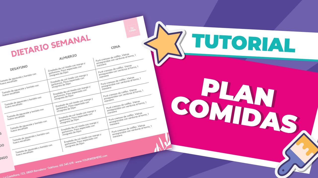 Crea un menú semanal personalizado - Plantilla para #nutricionista #gratis