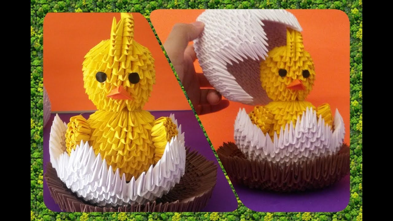 pollo en huevo de origami 3d REMAKE // 3d origami chicken