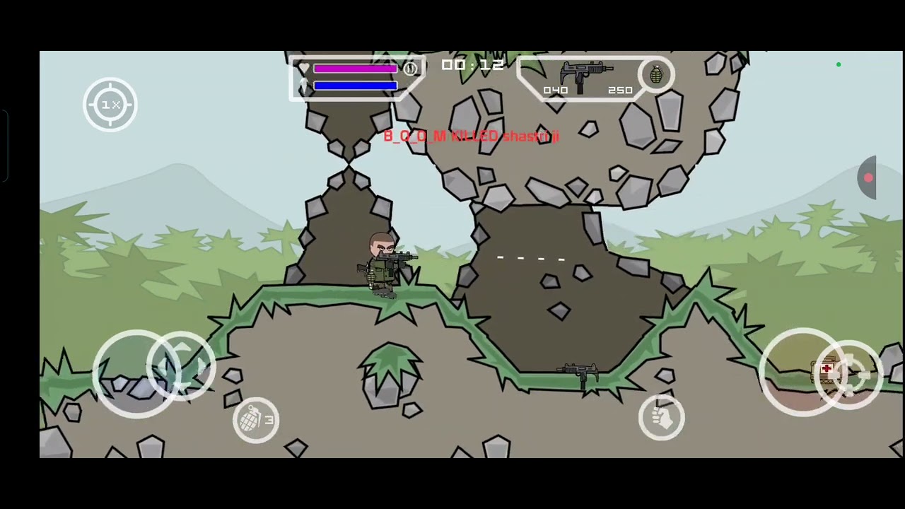 Voilà j'ai fait une bataille sur Mini Militia