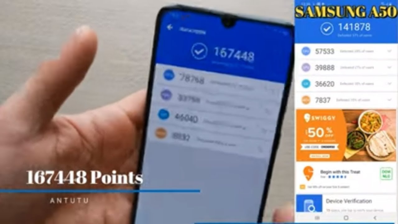 SAMSUNG GALAXY A70 Antutu Benchmark Points A70 vs A50 Antutu Test Comparison