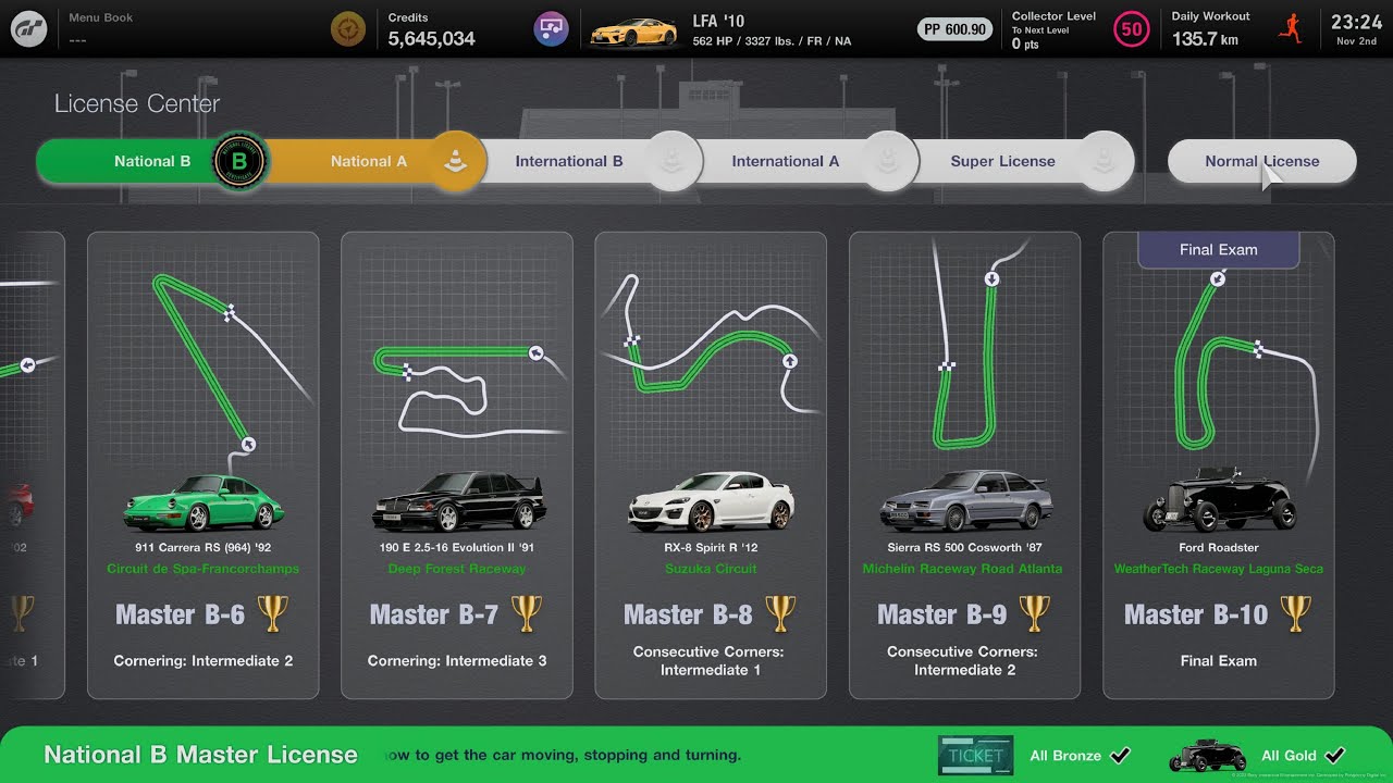 Gran Turismo 7 | License Center All Gold National B Master & Reward Secret Car [4KPS5]