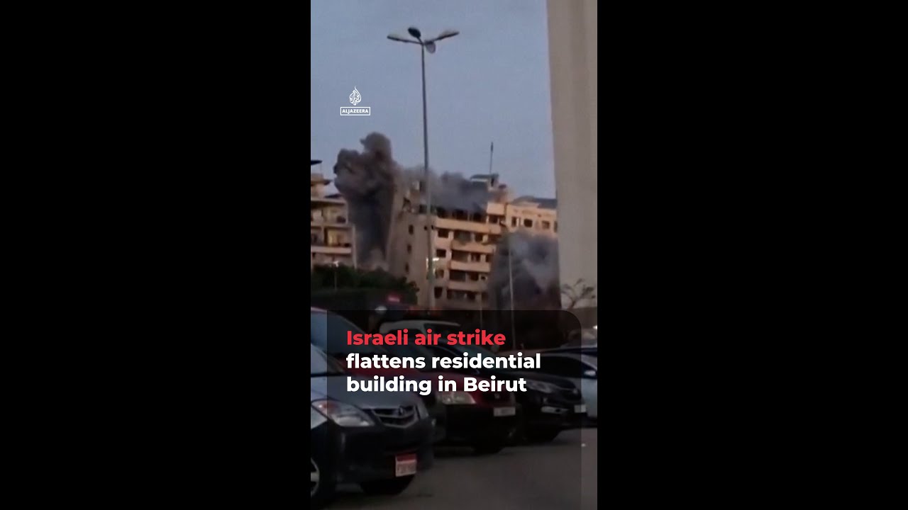 Israeli air strike flattens residential building in Beirut | AJ#shorts