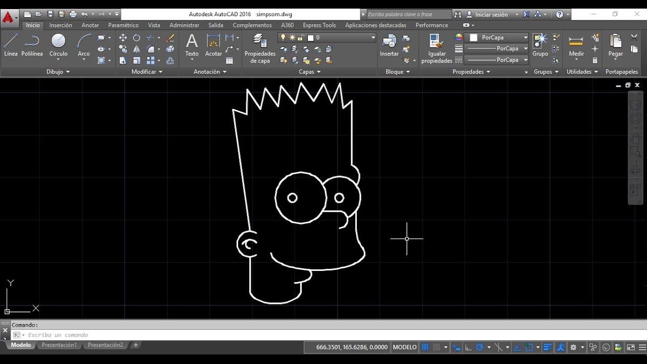 AUTOCAD Dibujo de Bart Simpson
