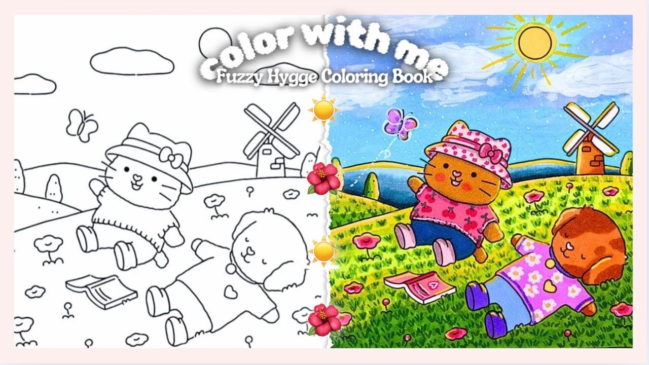Color With Me 🌸 Fuzzy Hygge Coloring Book Tutorial | Cozy Coloring Vlog (ASMR)
