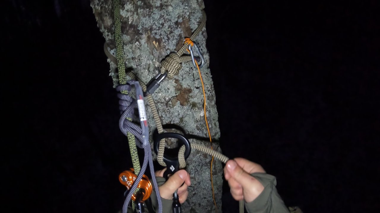 One stick rappelling with a figure 8