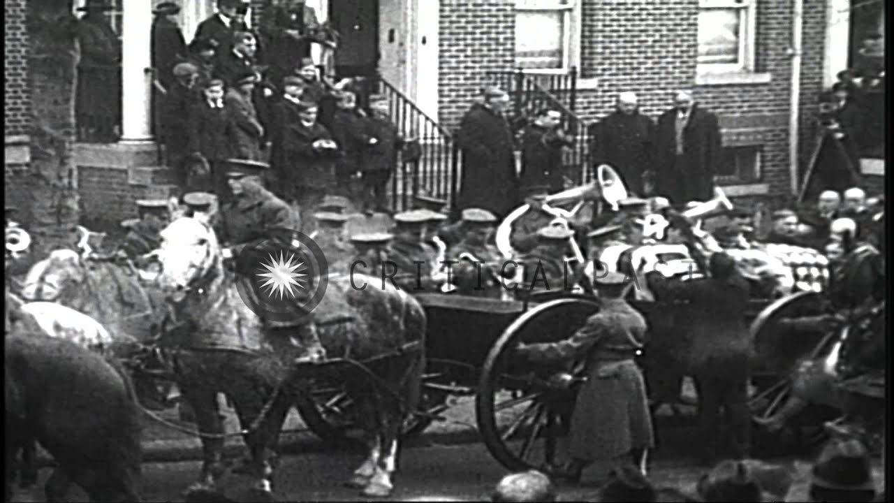 The funeral procession of Surgeon General of the US Army William Gorgas moves alo...HD Stock Footage