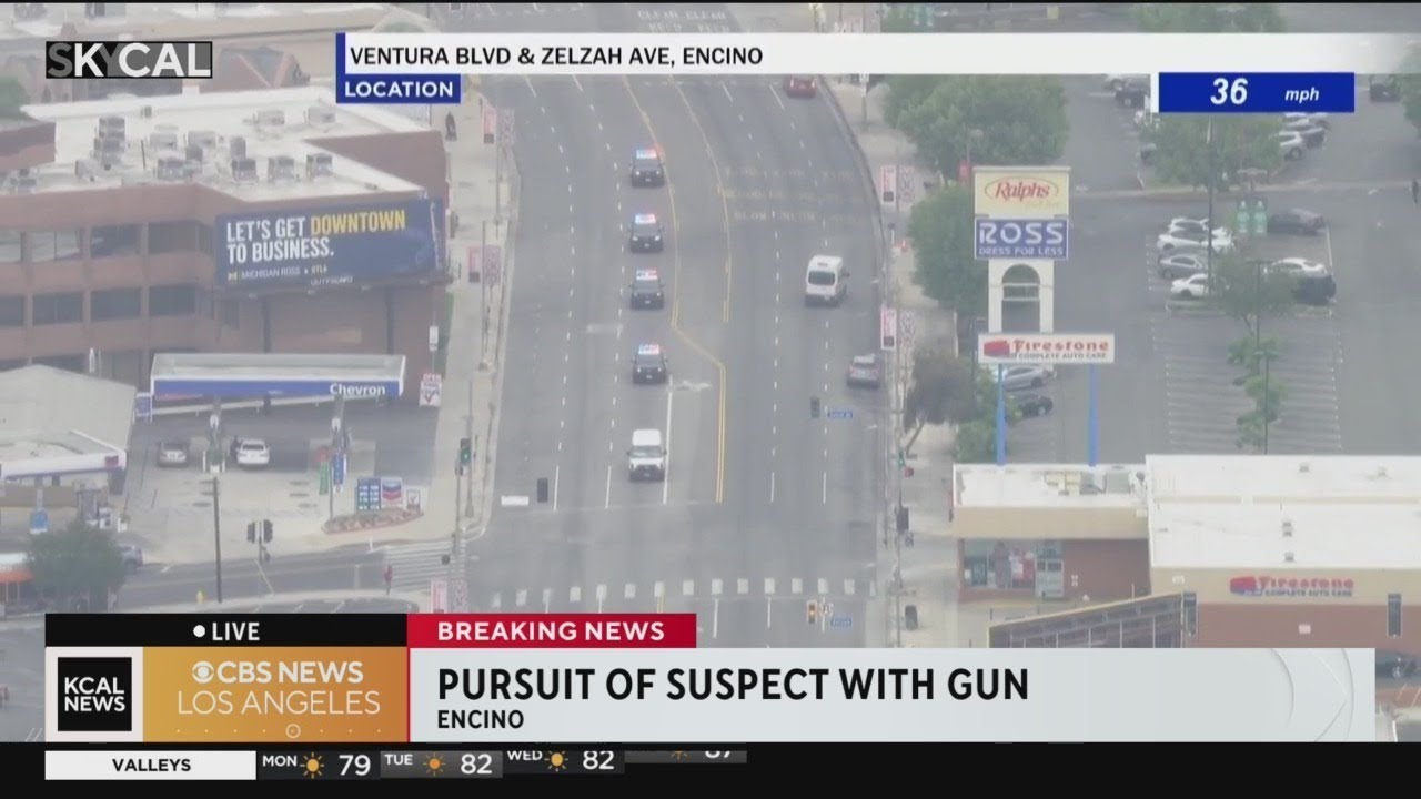 Police in pursuit of suspect allegedly with a gun in San Fernando Valley