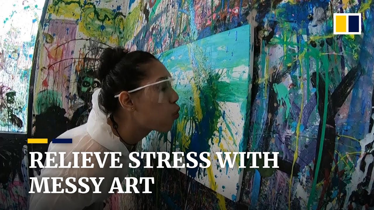 Singaporeans relieve stress by making messy art
